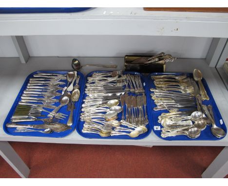 A Canteen of Viners 'Buckingham' Plated Cutlery, including fishes knives and forks, ladle, etc; together with further pated c