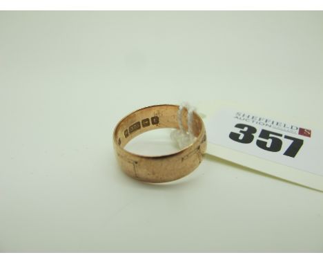 A Wide 9ct Gold Wedding Band, initialled (finger size M/N) (3grams).