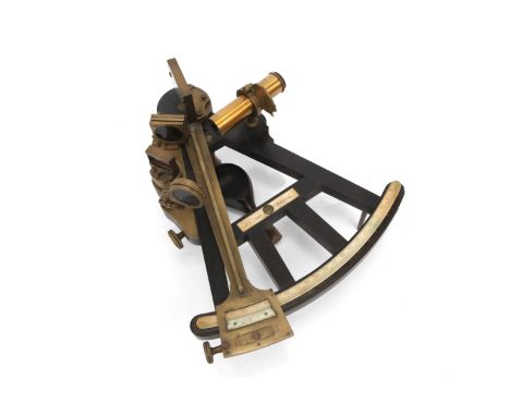 An Octant by J M Hyde, Bristol, 9 inch octant in ebony, ivory scale reading to 20 arc seconds by vernier. Note: John Moor Hyd