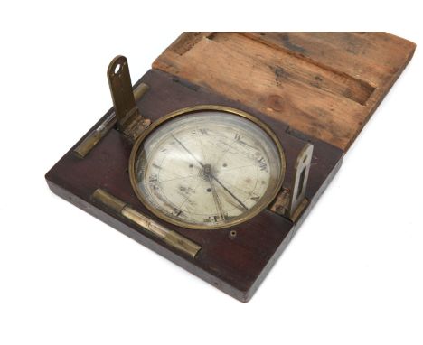 A Surveying Compass, by Bywater &amp; Co, Liverpool, silvered dial divided to 1 degree, folding sights and 2 bubble levels, c