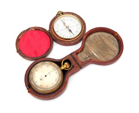 A Compensated Pocket Barometer and Altimeter by Dollond, together with a pocket compass, barometer pressure tested and workin