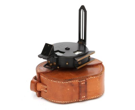 A Prismatic Green Card Compass Clinometer, by F Barker &amp; Son, in velvet lined hide case
