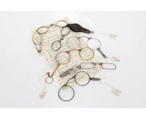 A Collection of Lorgnette, including 19th century examples in mother-of-pearl, tortoise and silver and gold plate and an Art 