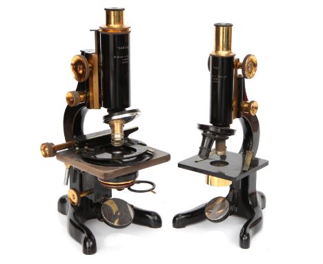 A Watson Service & A Watson Kima Microscope, Watson service microscope in black enamel and brass with sub stage condenser, me