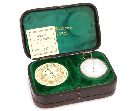 A Travellers Compendium by W. H. Harling, double sided Morocco covered case containing a pedometer (appears working), a pocke