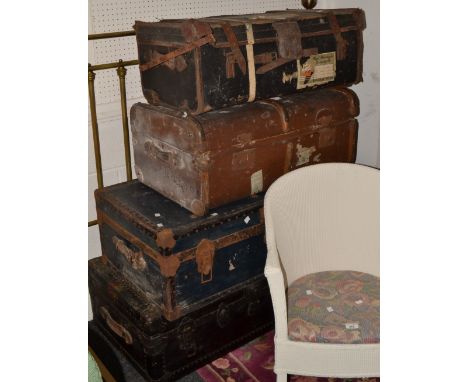 Vintage Luggage - a travel trunk, another; etc (4)
