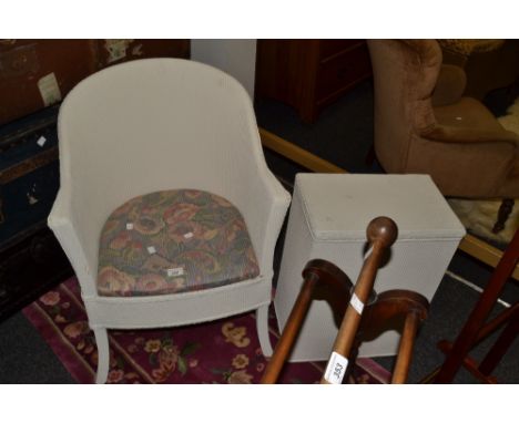A Lloyd Loom style commode chair and laundry basket (2)