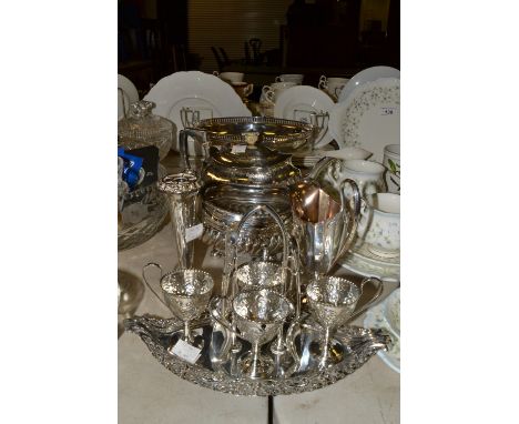 Silver Plated Ware - a Walker and Hall silver plated egg cups and stand, An Art Deco silver plated tazza, silver plated, A co