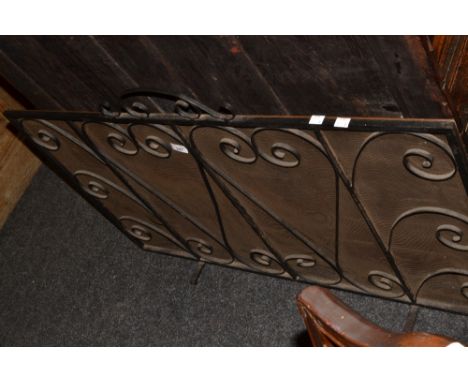 A brass bound and coopered coal bucket; a wirework firescreen (2)