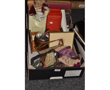 Boxes and Objects - mid twentieth century photograph albums, novelty snuff tins; an oak book trough;  etc 
