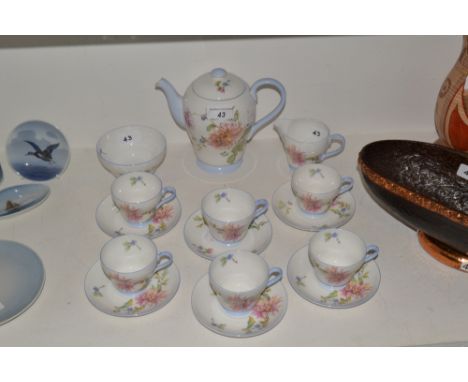 A Shelley pattern 2377 coffee service for six comprising coffee pot, milk, sugar, six cups and saucers 