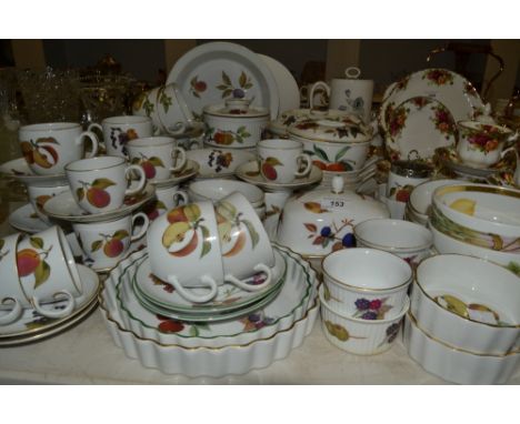 Royal Worcester Oven to Table Ware Evesham pattern - casserole dishes, tureen and cover , flan dish, ramekins, cups and sauce