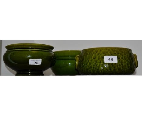 A Bretby planter ,olive glaze, others (3)