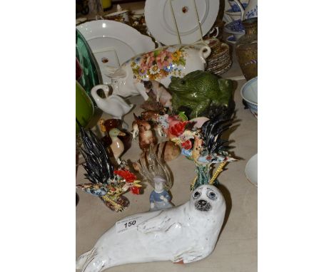 A Lladro Goose, a Country Artists Jack Russell, a stoneware Frog;  etc 