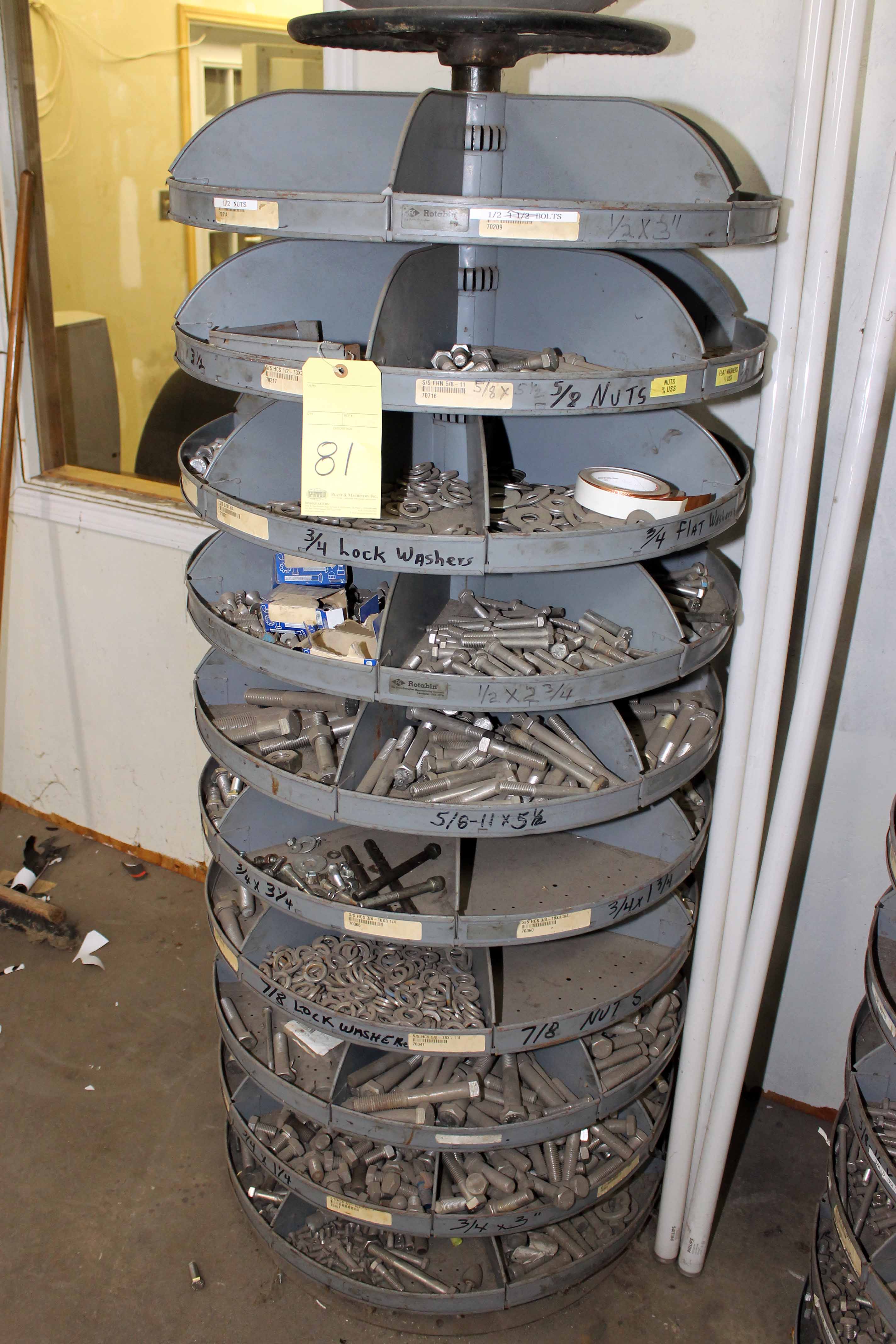 NUT & BOLT CAROUSEL TYPE DISPENSER, w/contents