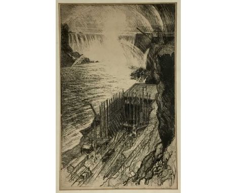 Joseph Pennell (1857-1927) Lithograph, Rambocus Canadian Falls, signed and titled to margin, 47 x 28cm