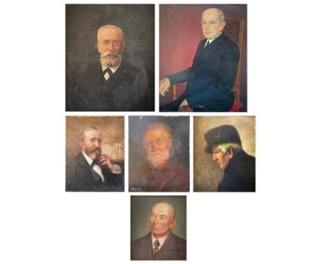 Konvolut aus 5 Portraits: Unbekannter Künstler, Portrait eines Herren mit schwarzer Kappe im Profil, unleserl. sign. "K. Hieb