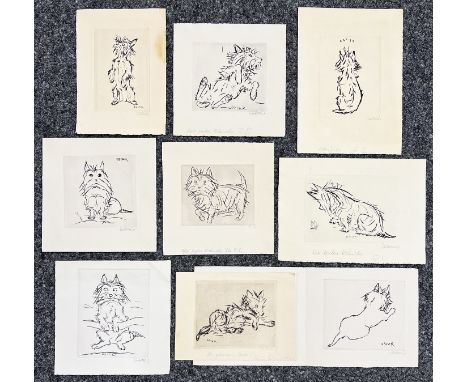 Renée Sintenis (1888-1965): 9 Kaltnadelradierungen mit Darstellungen des Hündchens "Oskar", 8 signiert und in der Platte bez.