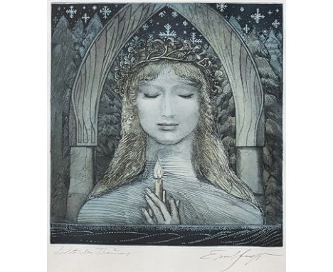 Ernst Fuchs (1930-2015), Farbradierung, handsigniert und betitelt "Licht des Traumes", 34 x 33,5 cm. / Ernst Fuchs (1930-2015