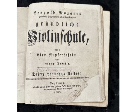 Leopold Mozart: Gründliche Violinschule. 3. vermehrte Auflage. Verlag:  J. J. Lotter u. Sohn, Augsburg 1787. 268 S. + Registe