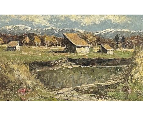 Otto Hellmeier. Raistinger Moor. Signiert, Öl/Hartfaserplatte, 20 x 30 cm. Das Ammerseebecken stellt mit seinen Moorgebieten 