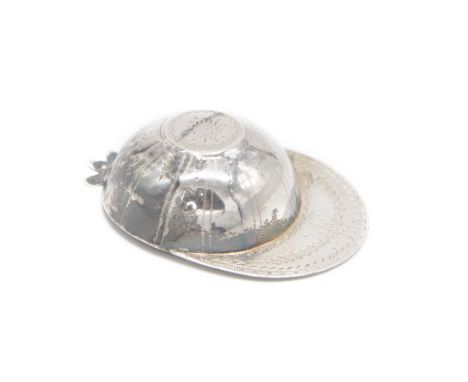 George III silver jockey cap caddy spoon, with bright cut decoration, hallmarked London 1798, maker's mark EM, probably for E