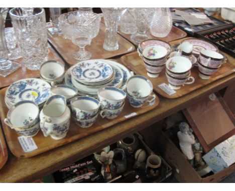 Two trays of assorted china to include; Imperial bone china pink and floral part tea ware comprising; cups, saucers, plates, 