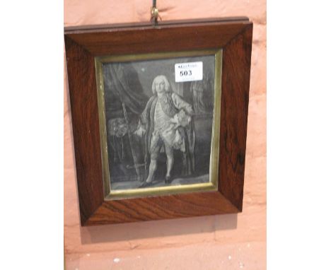 After Keabl, portrait of Sir Chris Gascoyne of Kent, Lord Mayor of London, Print.  Rosewood frame with gilt slip. CONDITION R