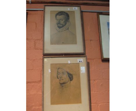 Two framed portrait prints of 16th Century gentleman.  (2)