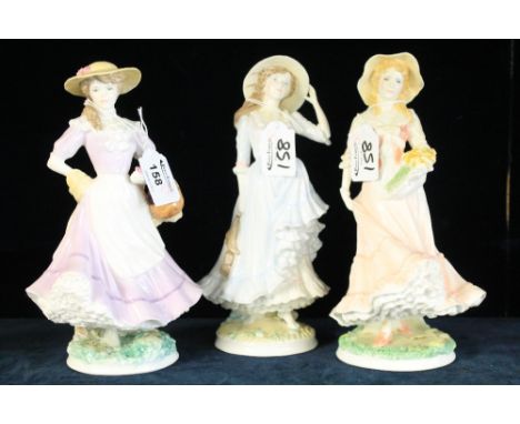 Three Royal Worcester figurines 'Four Seasons' Summer, Autumn, Spring.  (3)