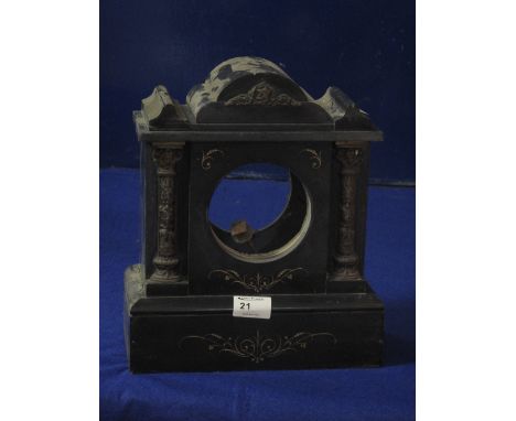 Victorian black slate architectural clock case. (Case only).
