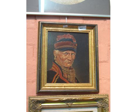 19th Century continental school portrait of an army officer, oils on board.  Framed.