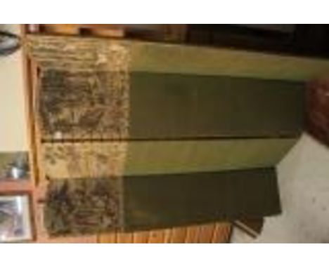 Four section fabric clothes screen depicting hunting scene.