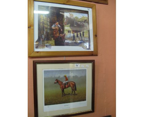 After Peter Deighan, 'Red Rum', a limited edition coloured print signed in pencil by the artist.  Framed and glazed.