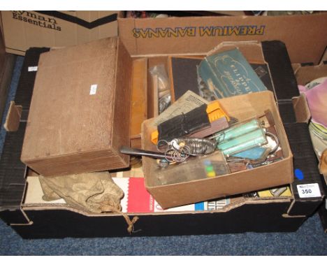 Tray of assorted items to include; Mall circular wall barometer, Burman hair clippers, various clock parts, Rocol clock oils,