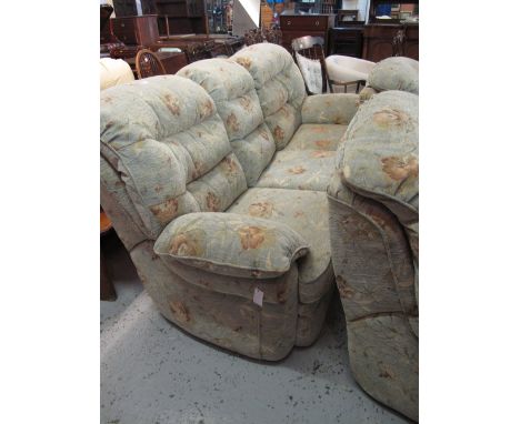 Modern floral and foliate three piece suit comprising three seater sofa and a pair of armchairs (3).