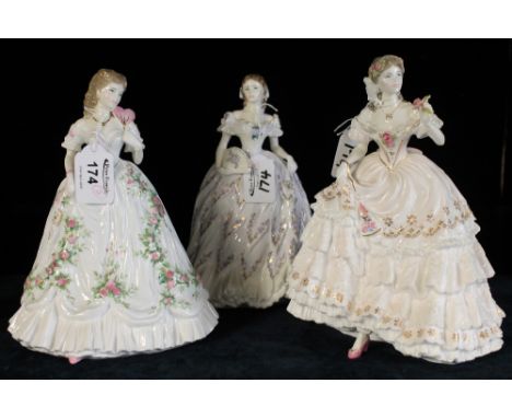 Three Royal Worcester bone china figurines 'The Fairest Rose', 'Queen of Hearts' and 'The Last Waltz', Limited Editions.  (3)