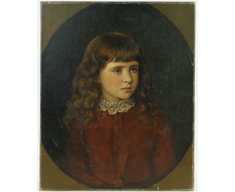 English School,
19th century oil on canvas, half length portrait of a girl, unsigned, 22" x 18", unframed.