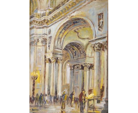 Ronald Ossory Dunlop (1894-1973),
oil on board, interior St. Pauls Cathedral, signed, 18" x 13", framed.