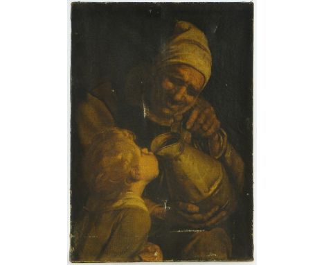 17th/18th century Old Master School,
oil on canvas, young boy drinking from a flagon, unsigned, 26" x 18", unframed.