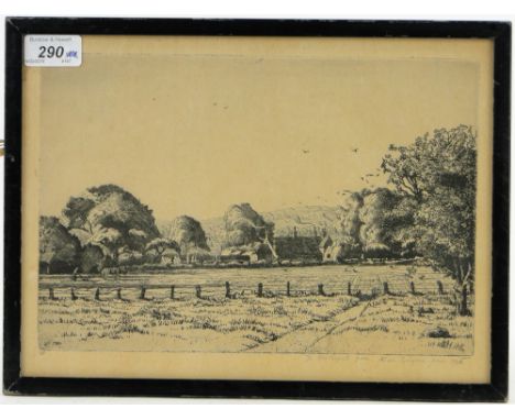 Allan Gwynne-Jones (1892-1982),
etching, landscape, signed in pencil, dated 1936, p 7.75" x 11.5", framed.