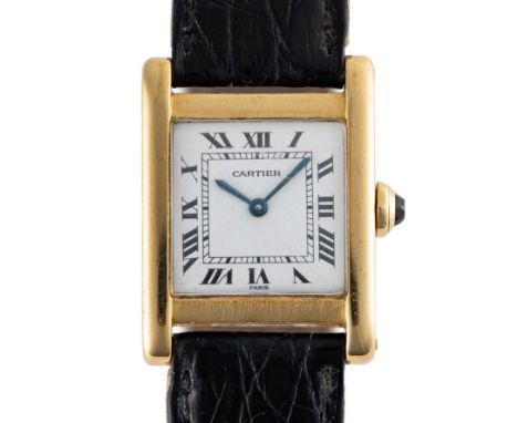 A RARE GENTLEMAN'S SIZE 18K SOLID GOLD CARTIER PARIS TANK NORMALE WRIST WATCHCIRCA 1980s Movement: 17J, manual wind, ETA/Cart