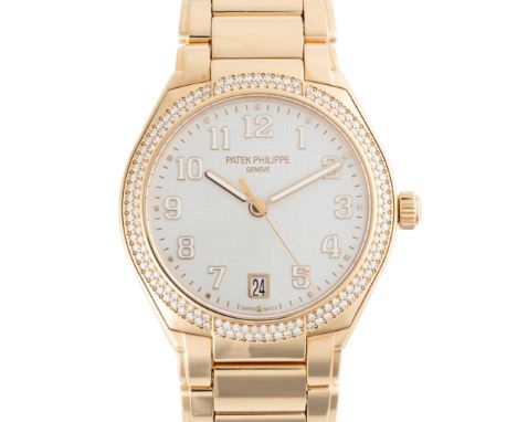 A FINE LADIES 18K SOLID ROSE GOLD &amp; DIAMOND PATEK PHILIPPE TWENTY-4 AUTOMATIC BRACELET WATCH
DATED 2019, REF. 7300/1200R-
