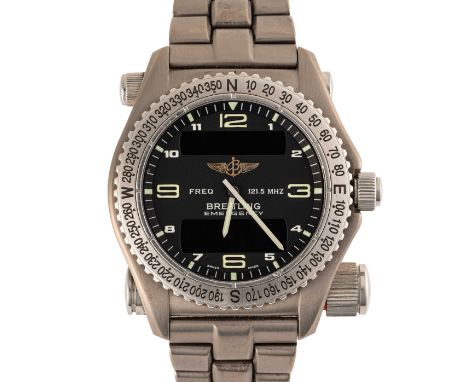 A GENTLEMAN'S SIZE TITANIUM BREITLING EMERGENCY BRACELET WATCHCIRCA 2000, REF. E56121 Movement: Quartz.Case: Diameter approx.