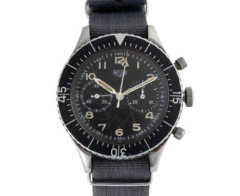 A GENTLEMAN'S STAINLESS STEEL GERMAN MILITARY HEUER BUND FLYBACK CHRONOGRAPH WRIST WATCHCIRCA 1970, REF. 1550 SG Movement: 17
