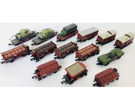 Fleischmann N Gauge 14x German Freight Wagons including 3x German Army Scratch Built Examples All Unboxed