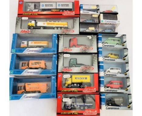 Cararama and Schuco 1/72 and 1/80 Scale Model Diecast Vehicles Including Cars and Lorries All Boxed (20x)