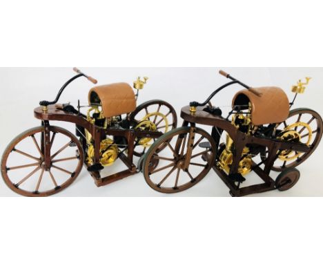 Franklin Mint 1885 1/8 Scale Daimler Single Track Motorcycle (x2)   CONDITION REPORT:  This item is unboxed.There is no damag