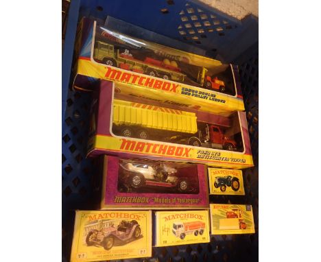 Diecast vehicles including Matchbox 50 Tractor 16 Case Dozer etc and two Yestertears all excellent condition boxes good