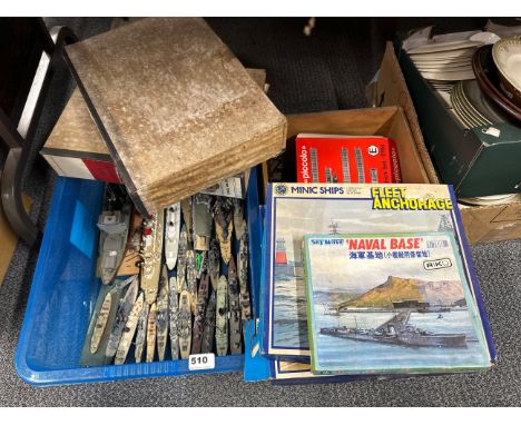 An extensive collection of Minic diecast model ships and others